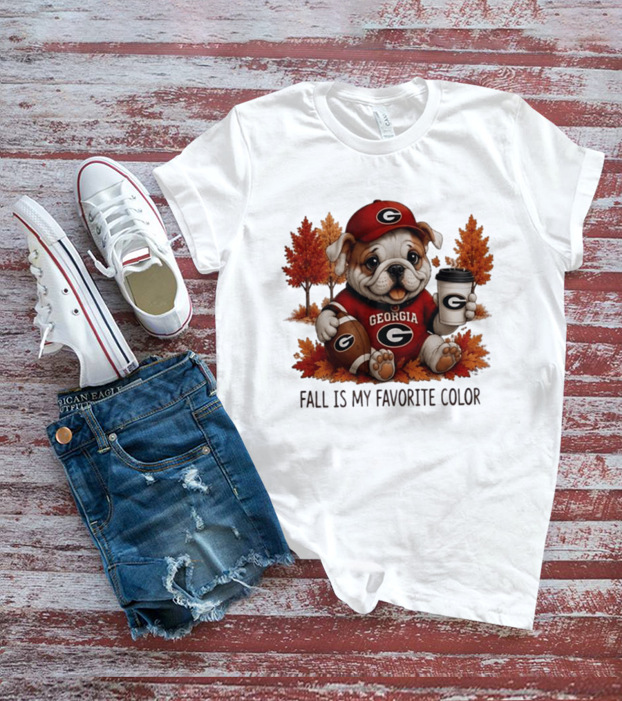Georgia Bulldogs Fall Is My Favorite Color Football Bulldog Autumn T-Shirt