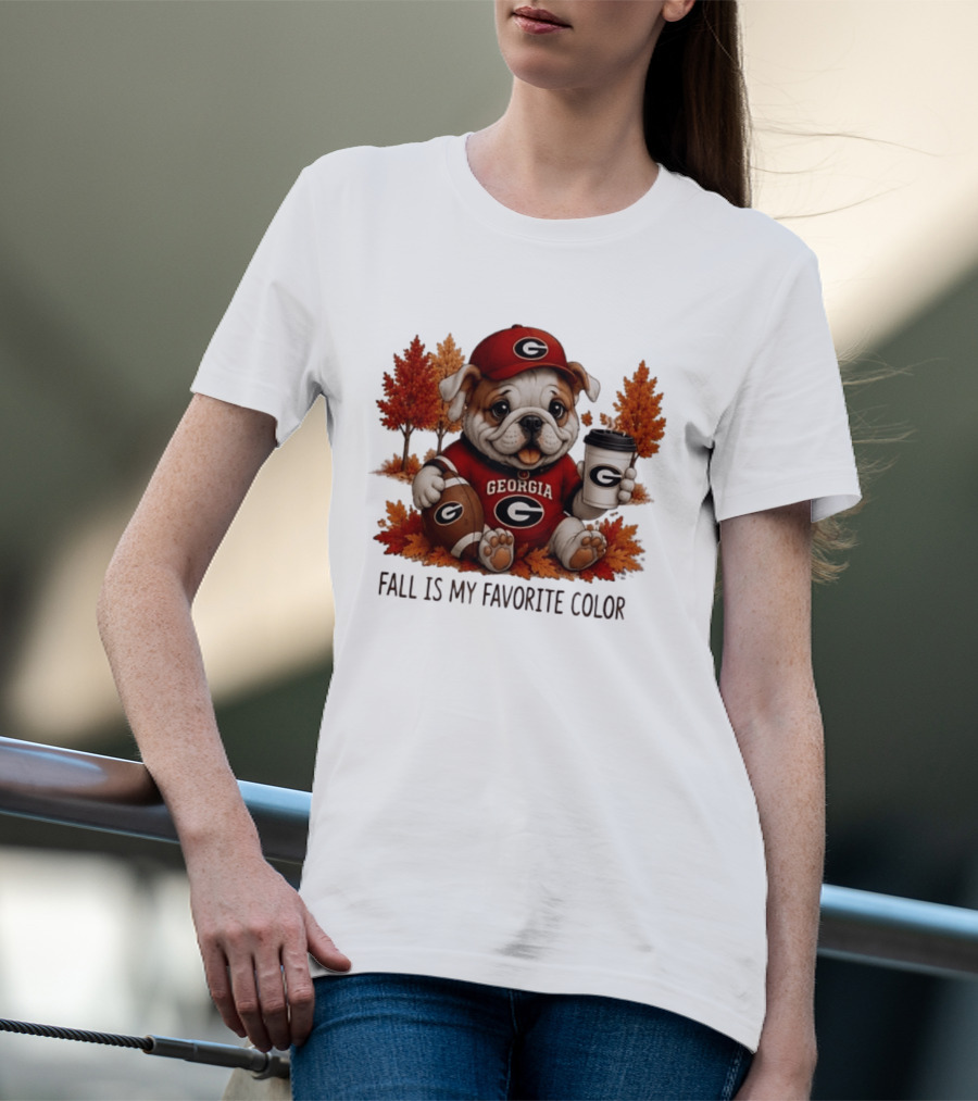Georgia Bulldogs Fall Is My Favorite Color Football Bulldog Autumn T-Shirt