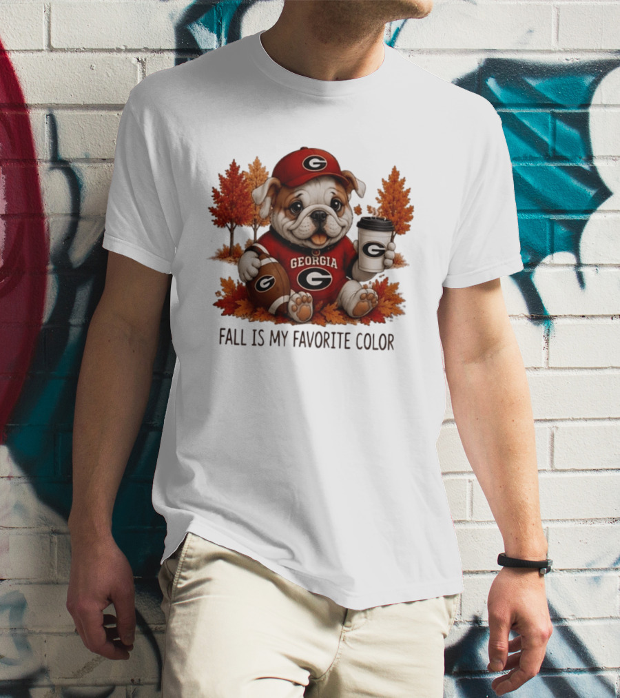 Georgia Bulldogs Fall Is My Favorite Color Football Bulldog Autumn T-Shirt