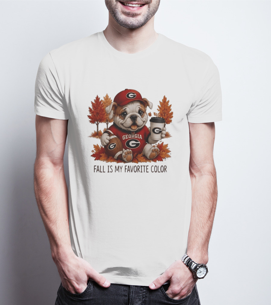 Georgia Bulldogs Fall Is My Favorite Color Football Bulldog Autumn T-Shirt