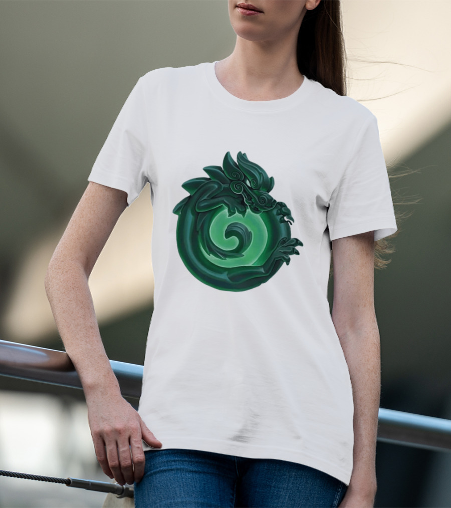 Green Jade Dragon Ouroboros Mythology Symbolic T-Shirt