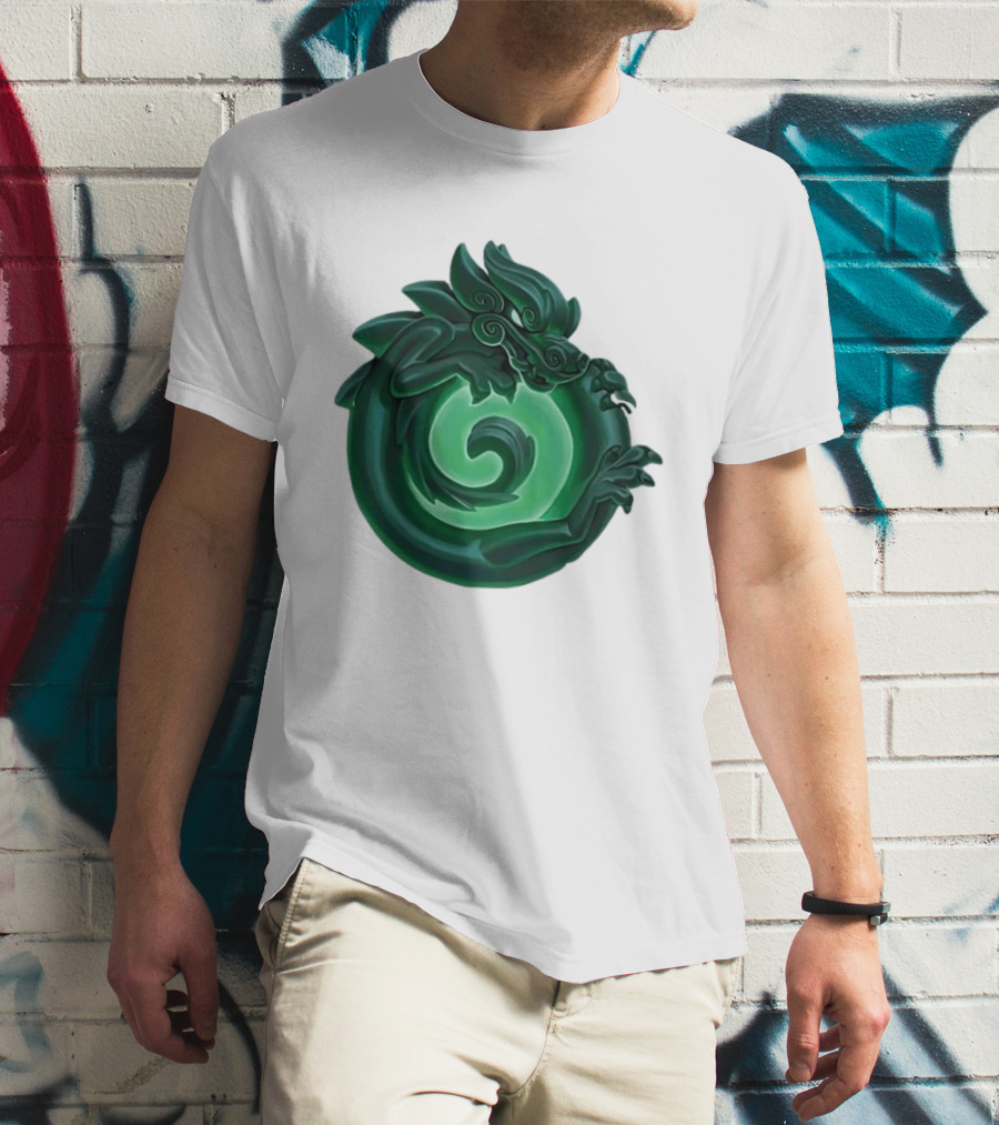 Green Jade Dragon Ouroboros Mythology Symbolic T-Shirt