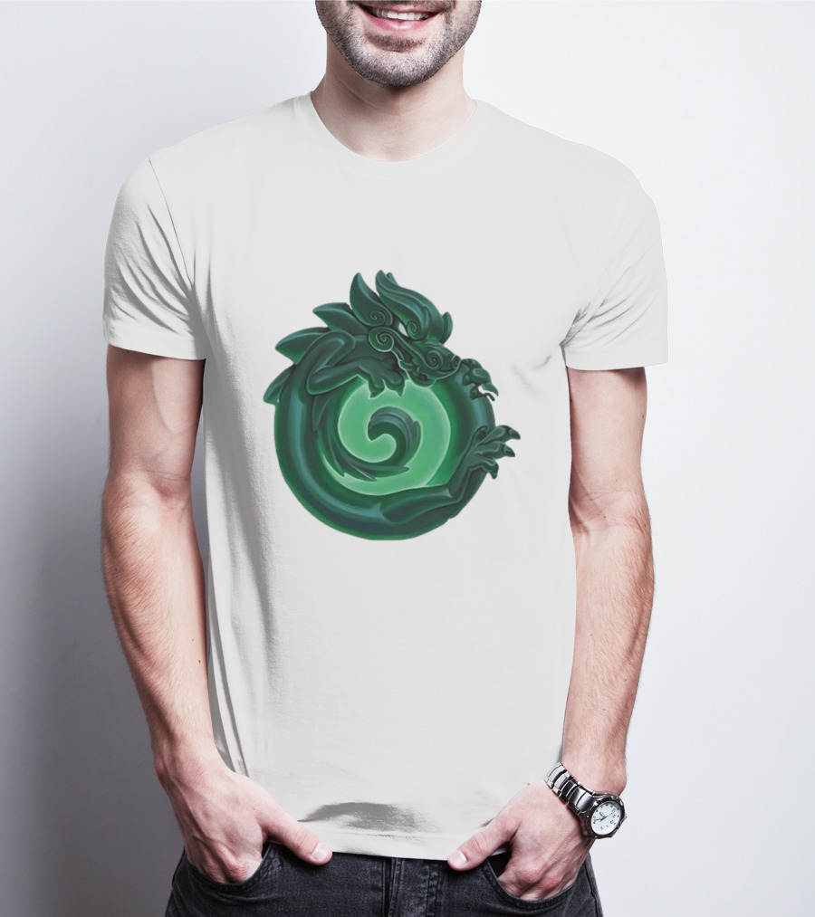 Green Jade Dragon Ouroboros Mythology Symbolic T-Shirt