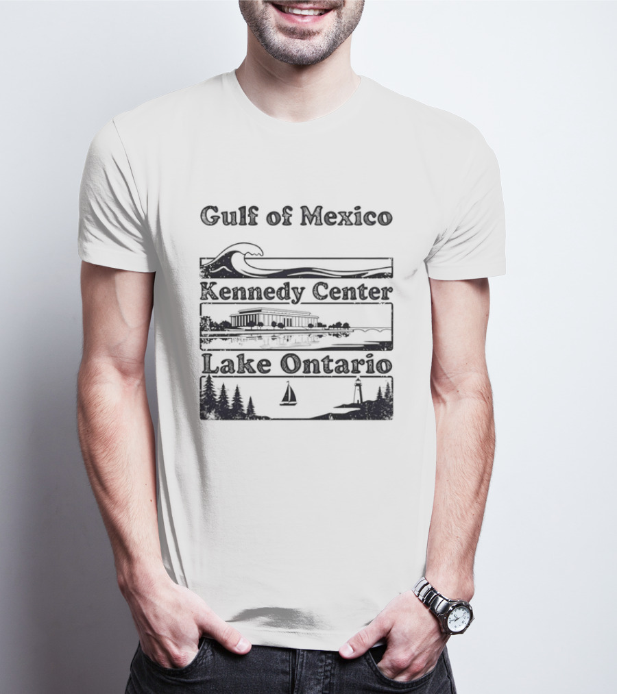 Gulf Of Mexico Wave Kennedy Center Building Lake Ontario Sailboat Scene T-Shirt