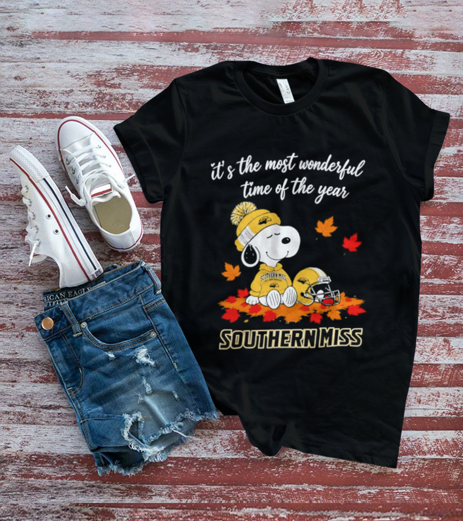 Snoopy It's The Most Wonderful Time Of The Year Southern Miss Golden Eagles Peanuts Fall Football T-Shirt