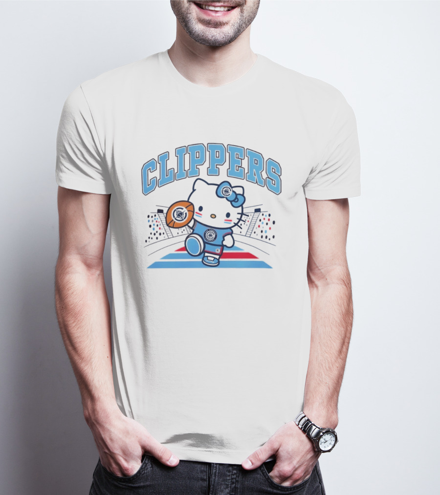 Hello Kitty Clippers 2026 NBA Season Basketball Fan Collaboration T-Shirt