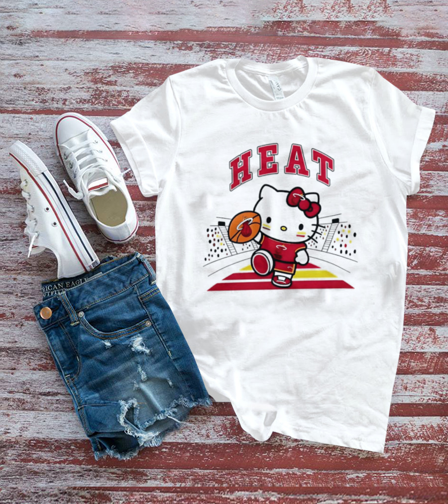 Hello Kitty Heat Miami NBA Basketball 2026 Season Collaboration T-Shirt