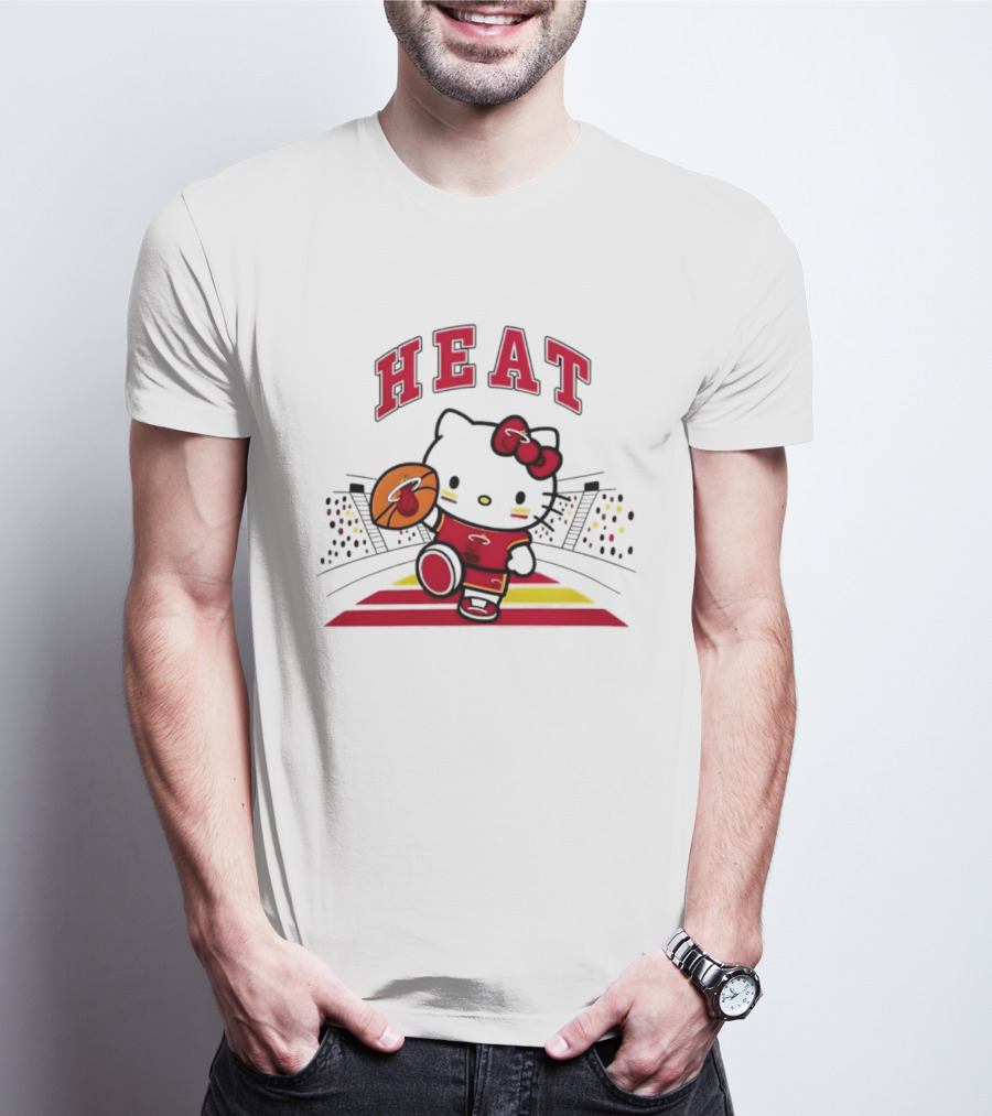 Hello Kitty Heat Miami NBA Basketball 2026 Season Collaboration T-Shirt
