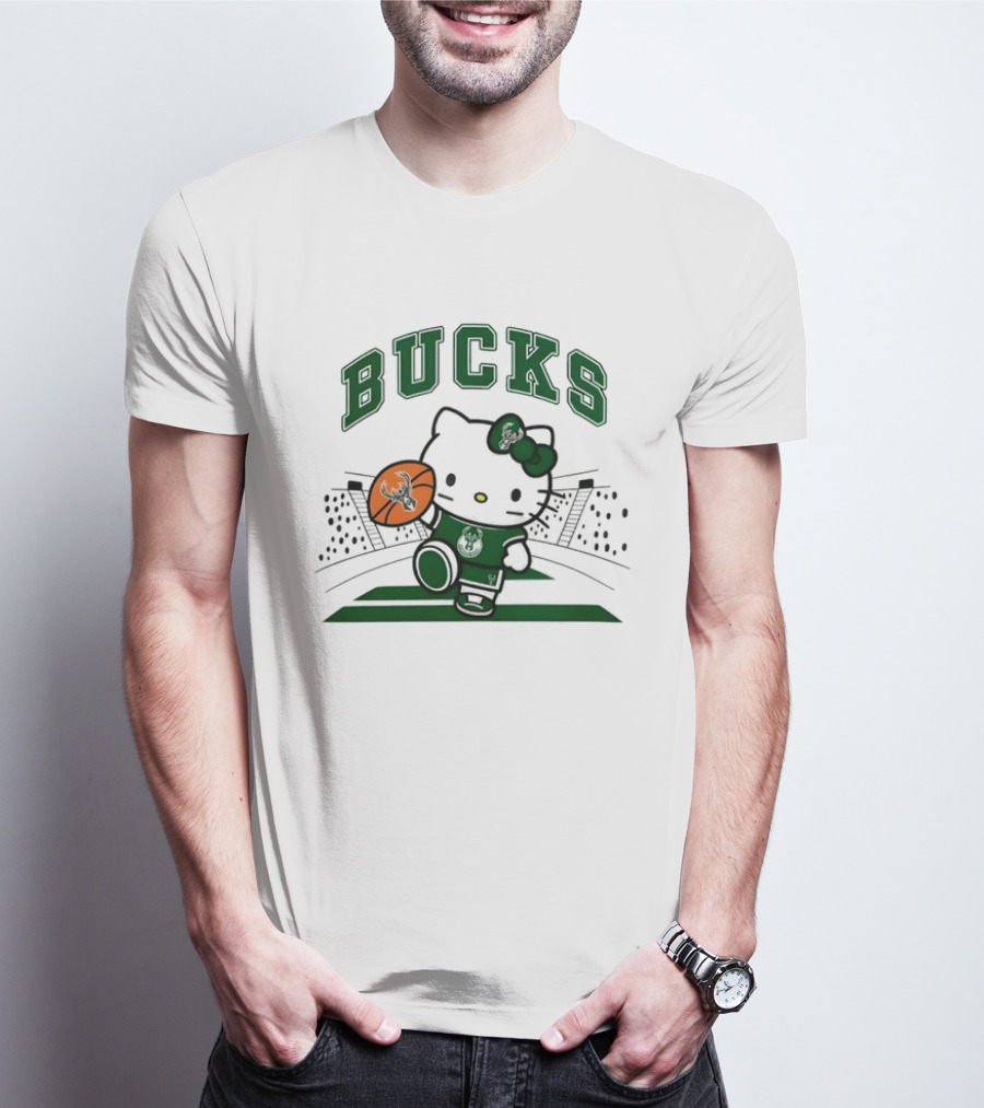Hello Kitty Bucks Basketball Milwaukee Crossover 2026 NBA Season T-Shirt