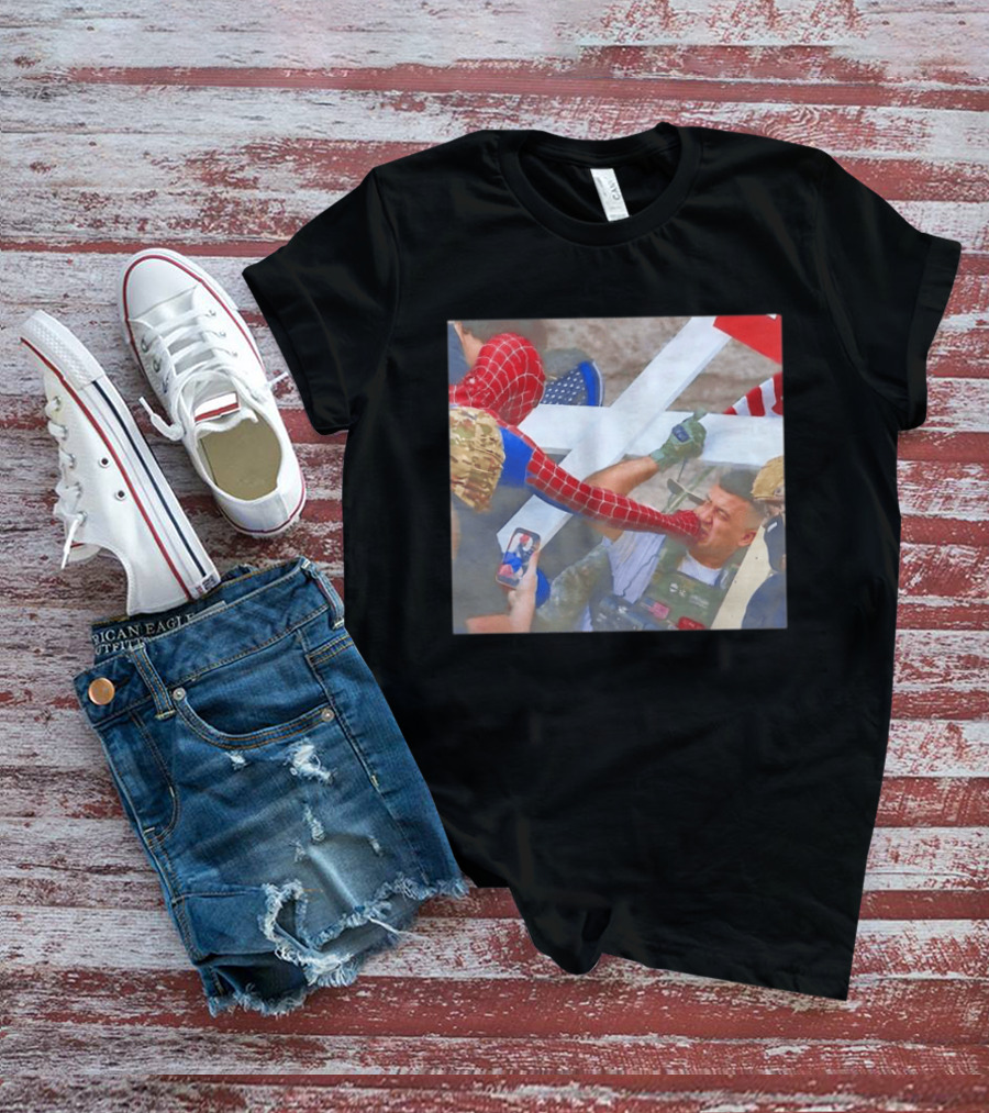 Invisible Touch Spider Man Meets Protester Face Off T-Shirt