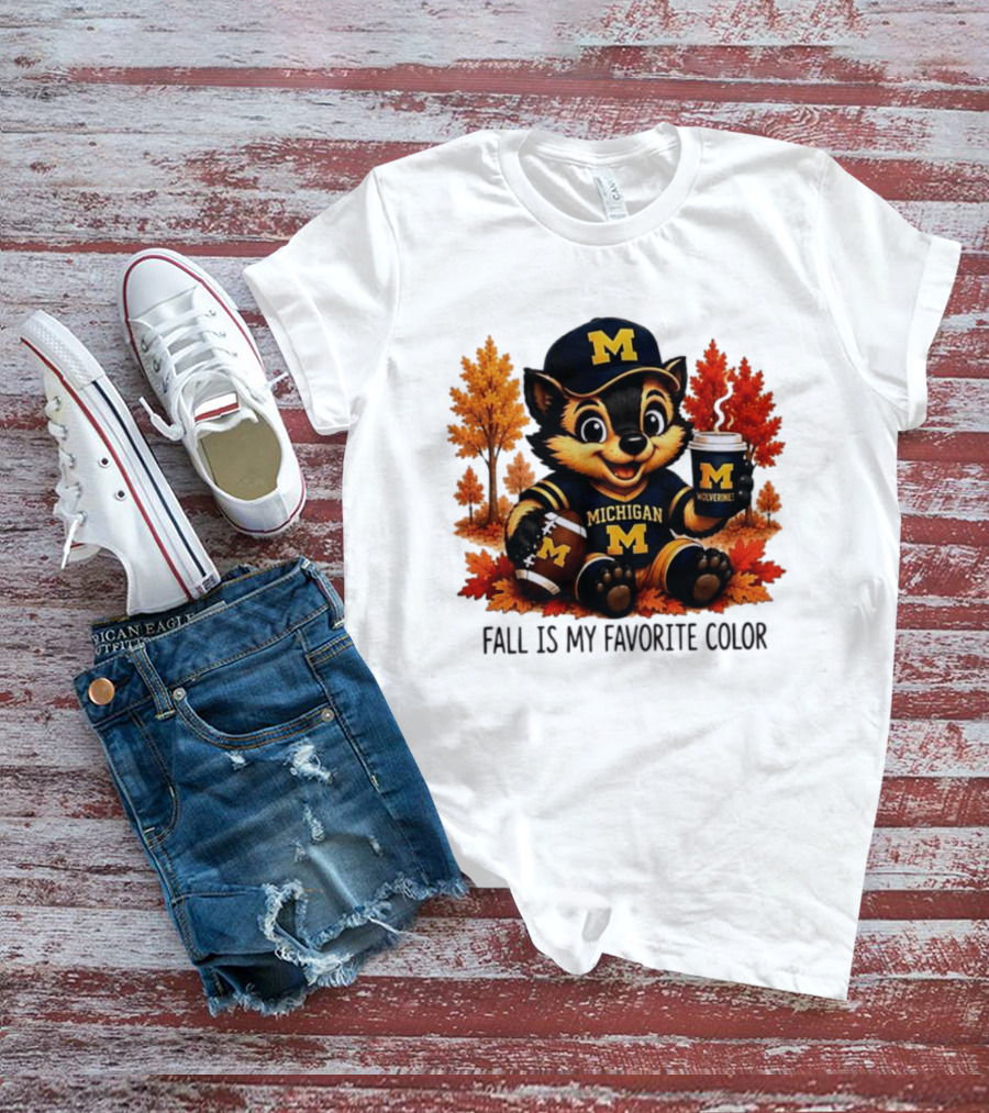 Michigan Wolverines Fall Is My Favorite Color Mascot Coffee Football T-Shirt