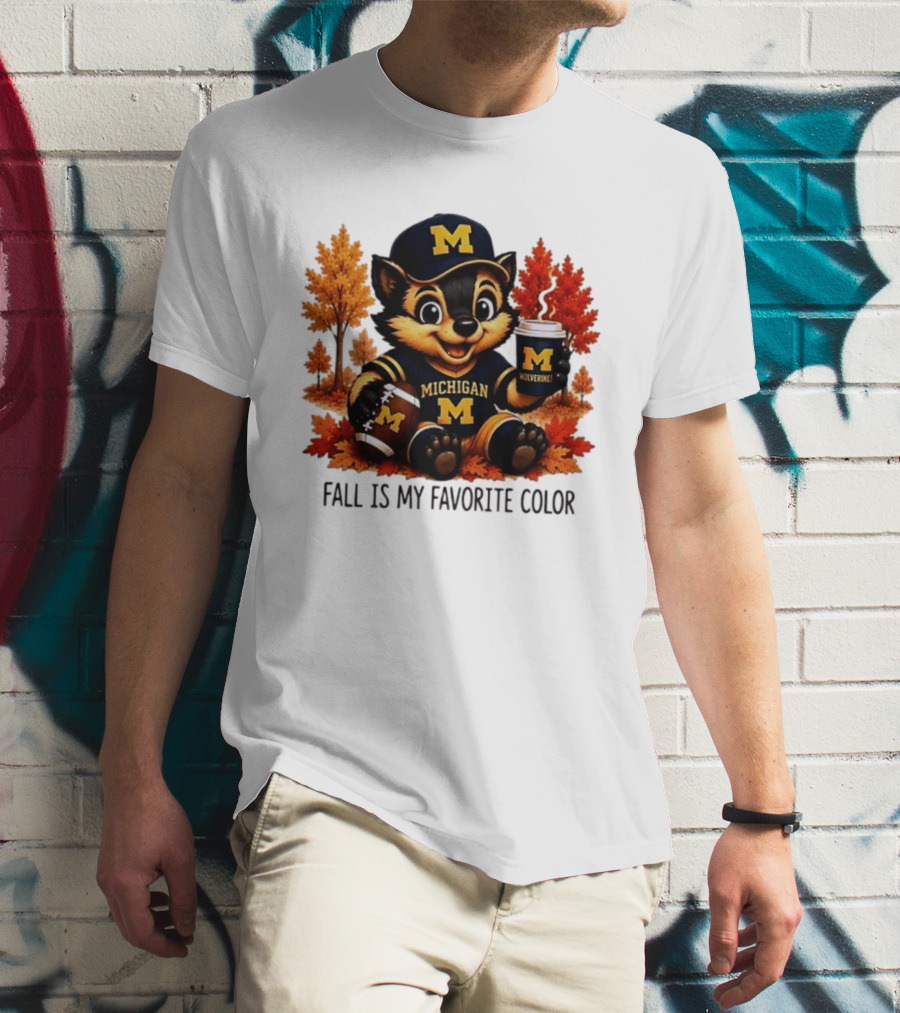 Michigan Wolverines Fall Is My Favorite Color Mascot Coffee Football T-Shirt