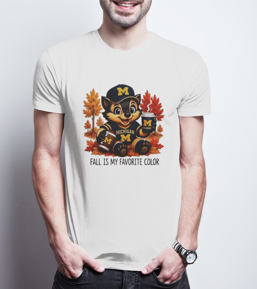 Michigan Wolverines Fall Is My Favorite Color Mascot Coffee Football T-Shirt