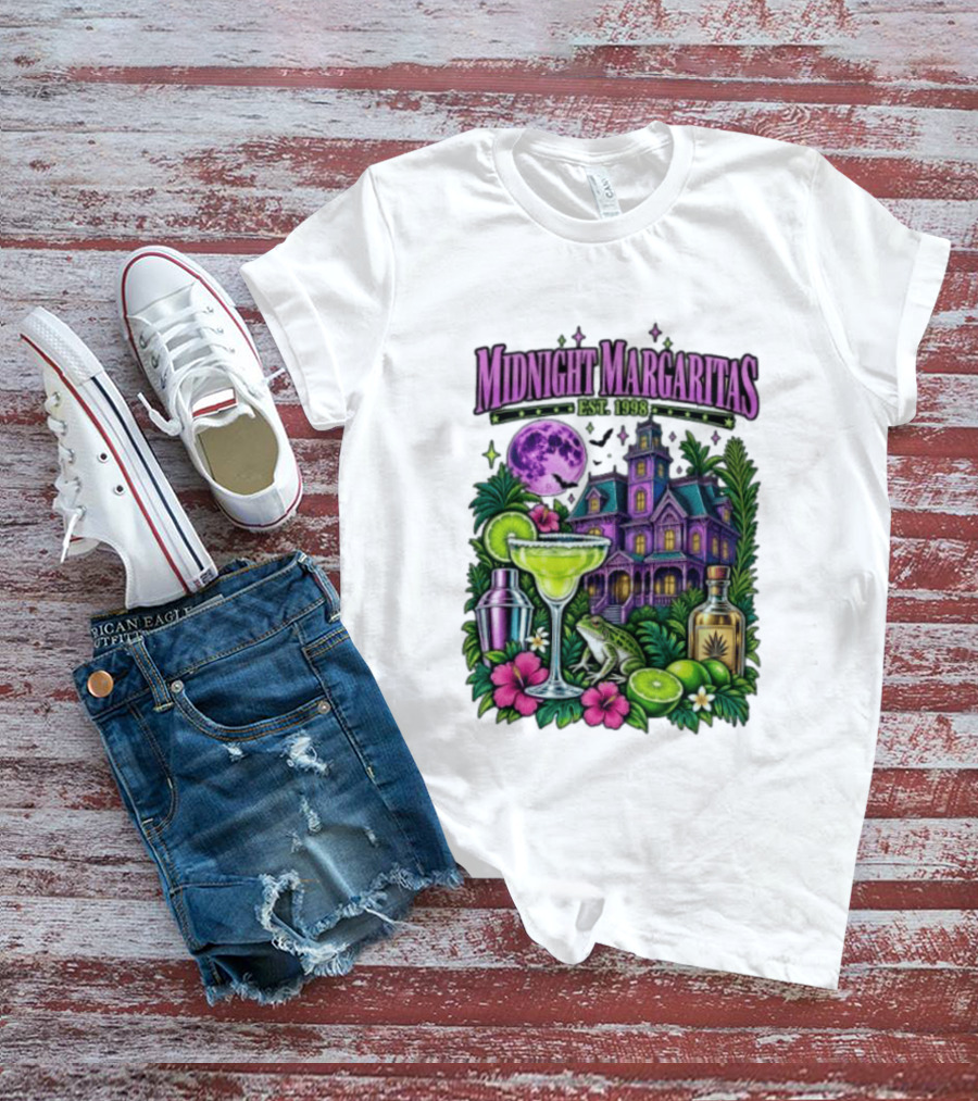 Midnight Margaritas Est. 1998 Haunted Mansion Tropical Vibes Lime And Moon Magic T-Shirt