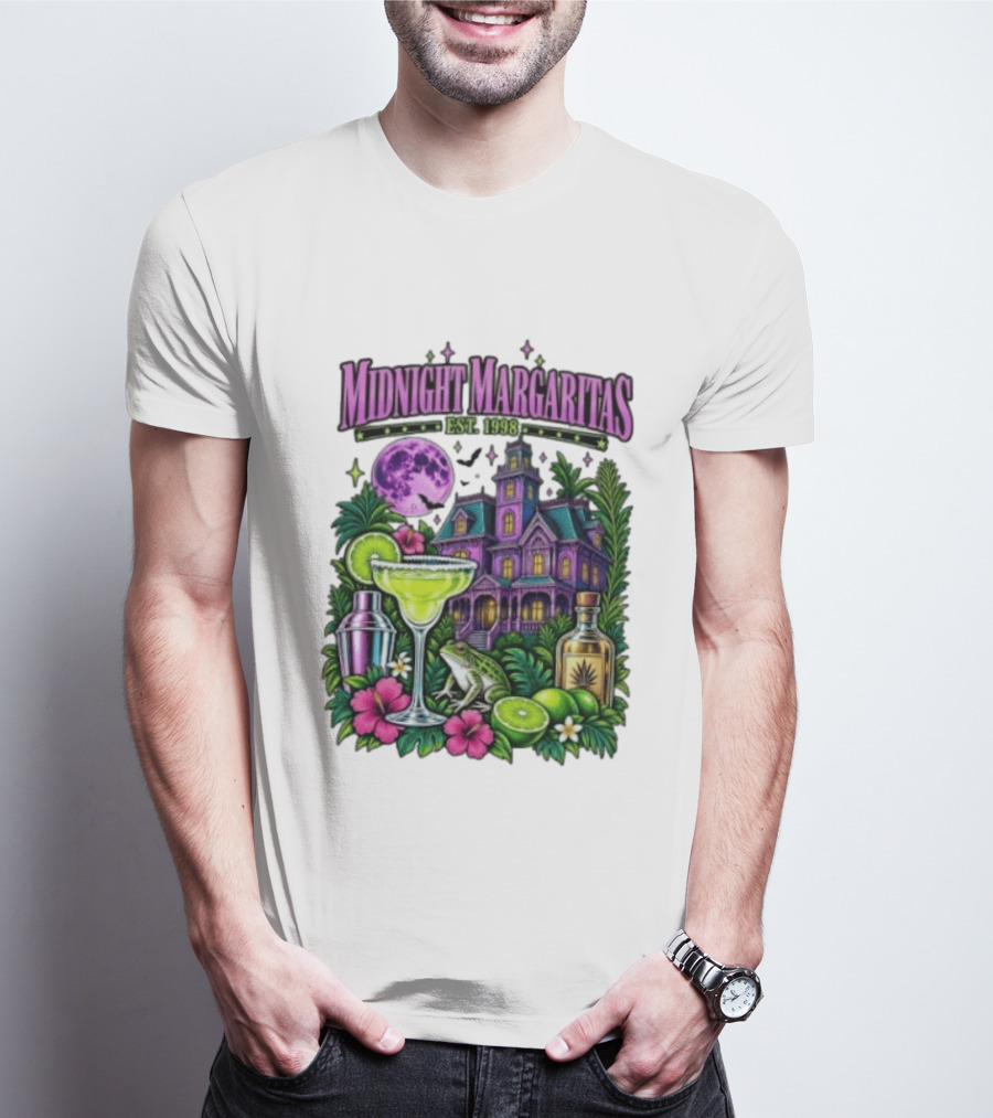 Midnight Margaritas Est. 1998 Haunted Mansion Tropical Vibes Lime And Moon Magic T-Shirt