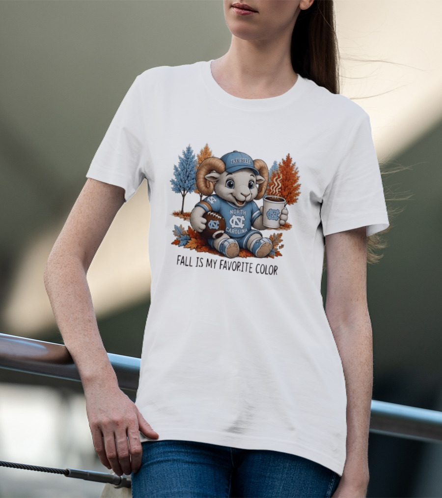 North Carolina Tar Heels Ram Fall Is My Favorite Color Football And Coffee T-Shirt