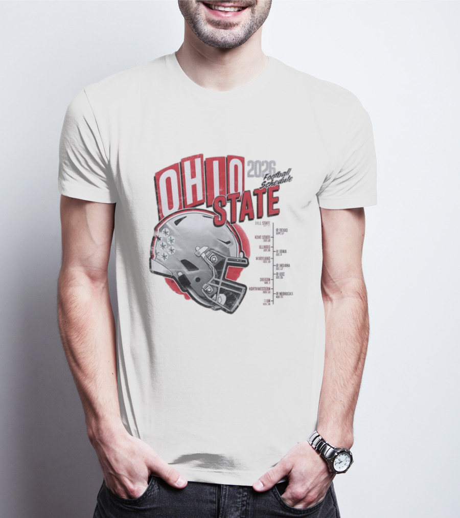 Ohio State Buckeyes 2026 Football Schedule Helmet T-Shirt