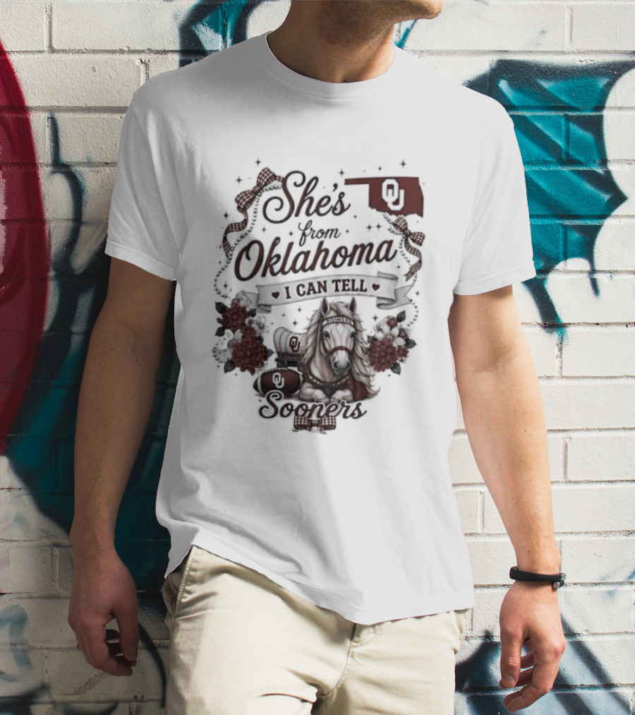 She's From Oklahoma I Can Tell Sooners OU State Pride Football T-Shirt