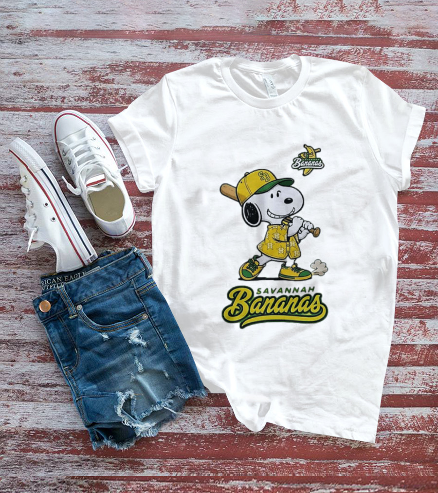 Snoopy Savannah Bananas Peanuts Baseball Collaboration T-Shirt
