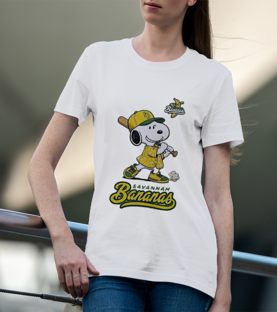 Snoopy Savannah Bananas Peanuts Baseball Collaboration T-Shirt