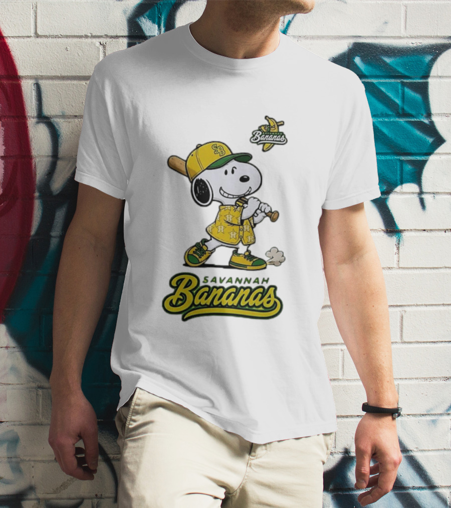 Snoopy Savannah Bananas Peanuts Baseball Collaboration T-Shirt