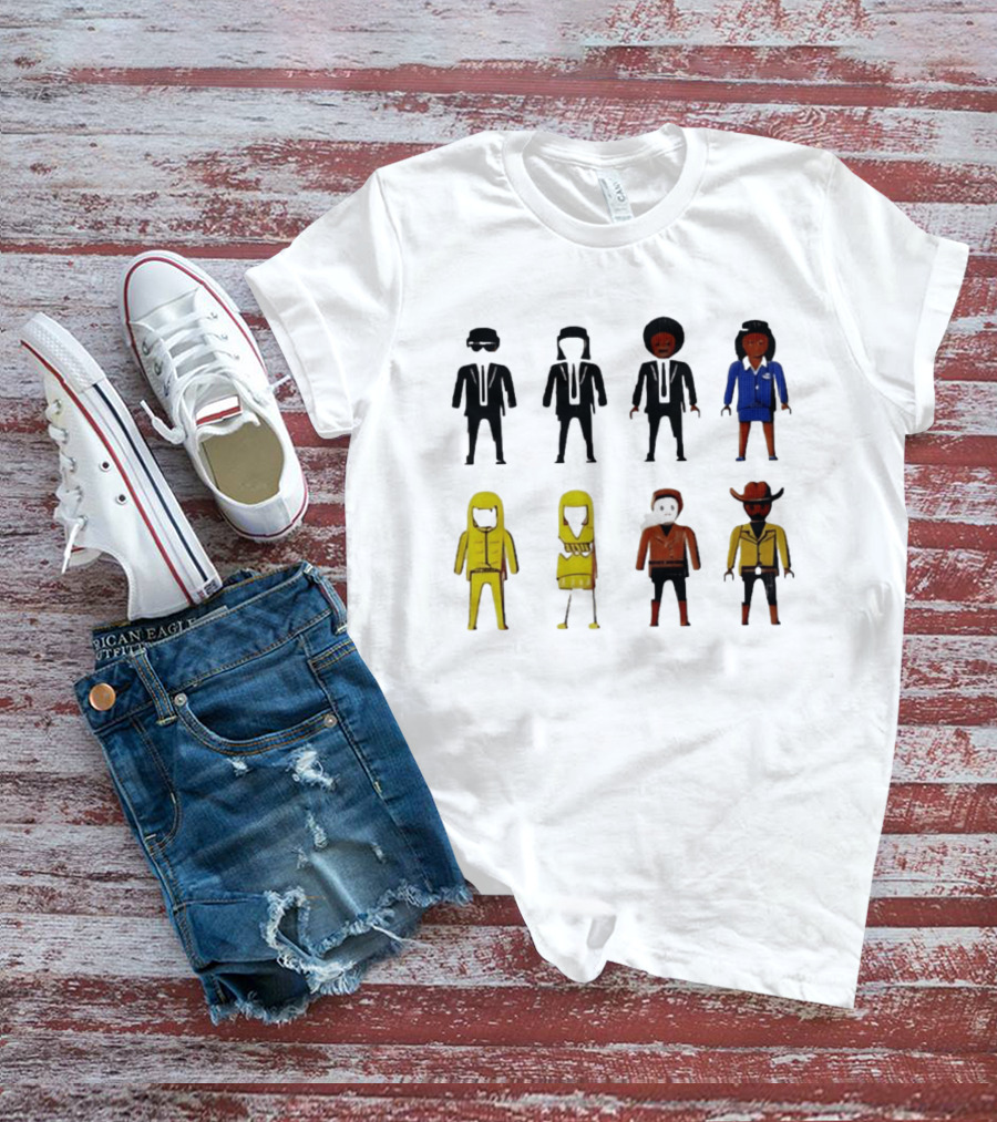 Tarantino Movie Characters Playful Figurine Lineup T-Shirt