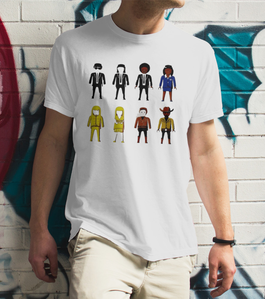 Tarantino Movie Characters Playful Figurine Lineup T-Shirt