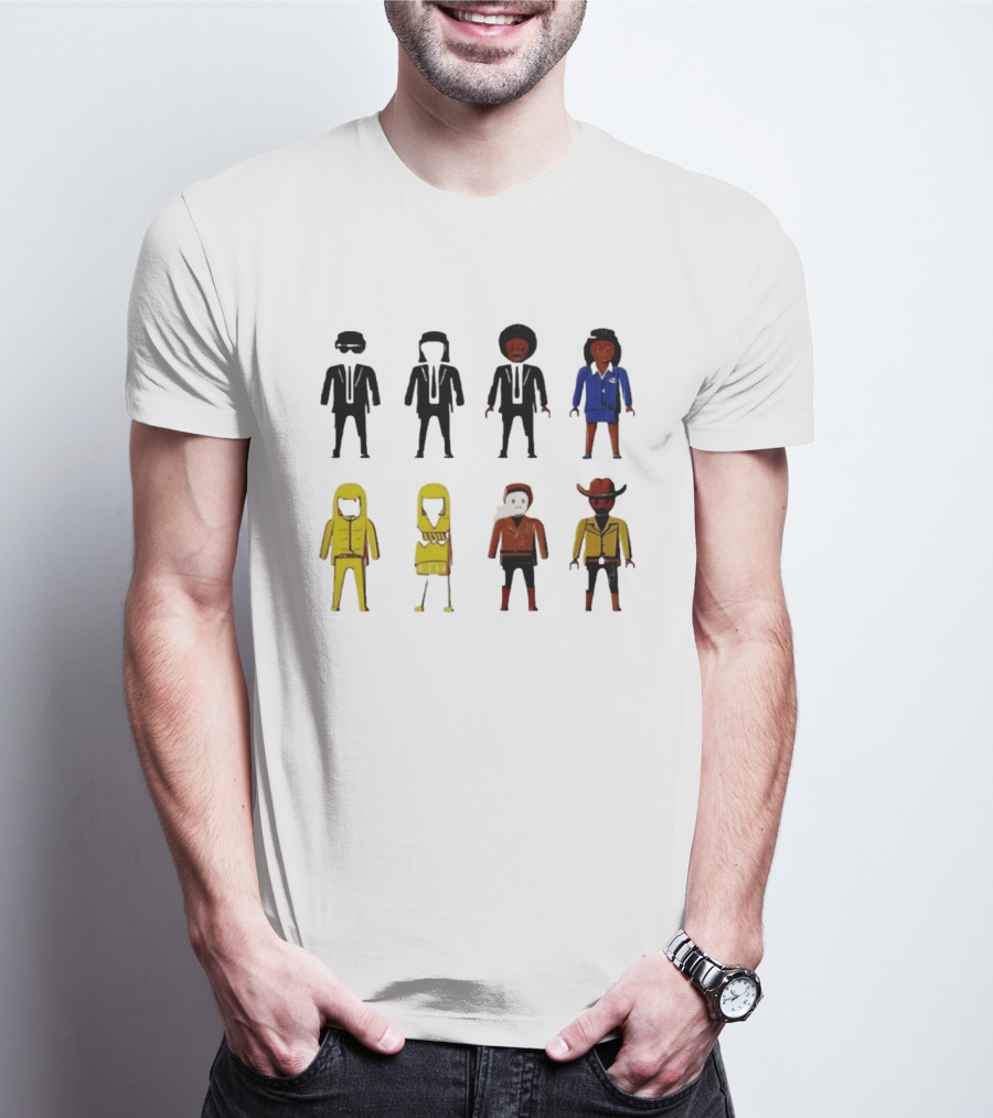 Tarantino Movie Characters Playful Figurine Lineup T-Shirt
