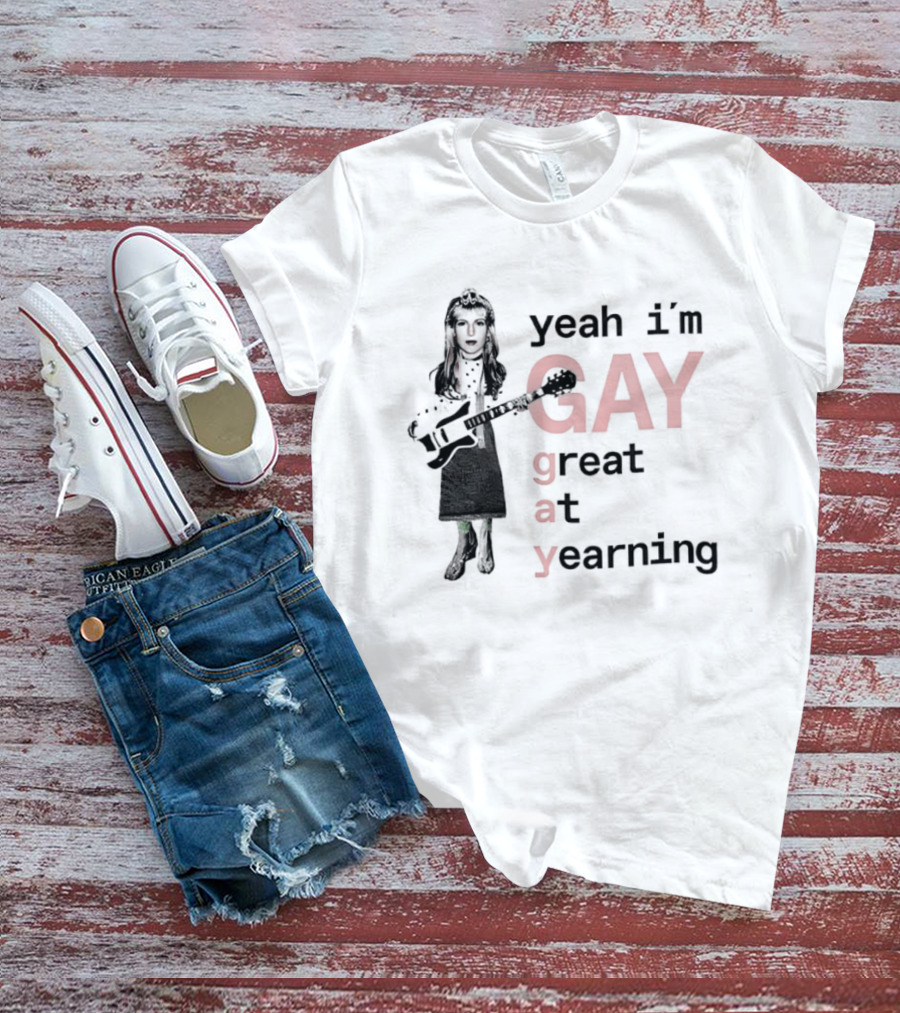 Yeah I'm Gay Great At Yearning Meme With Guitar Player T-Shirt