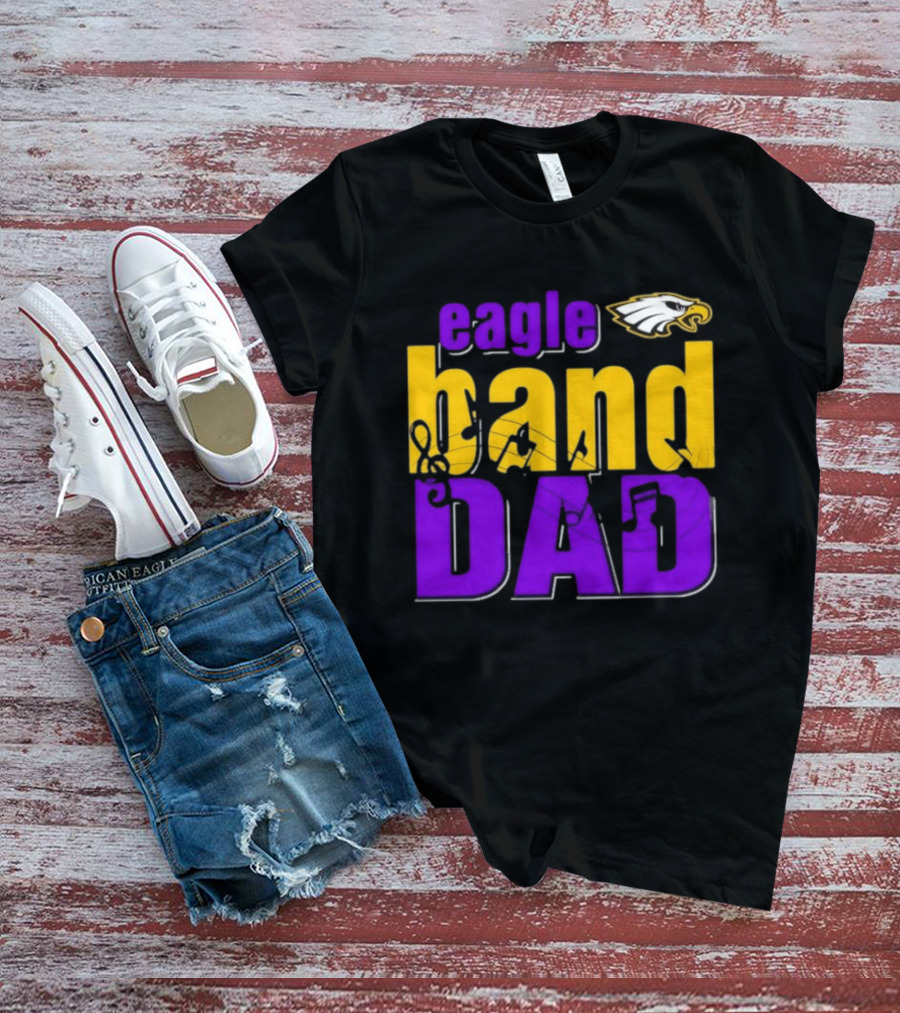 Eagle Band Dad With Eagle Head Icon Yellow And Purple T-Shirt
