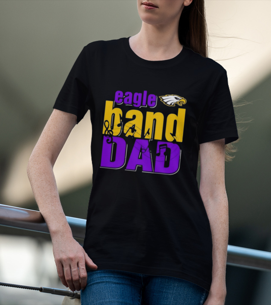 Eagle Band Dad With Eagle Head Icon Yellow And Purple T-Shirt