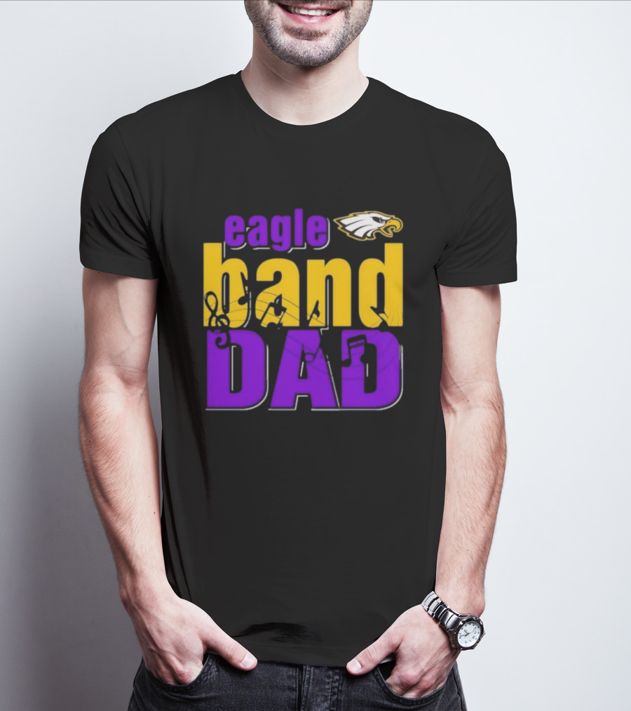 Eagle Band Dad With Eagle Head Icon Yellow And Purple T-Shirt