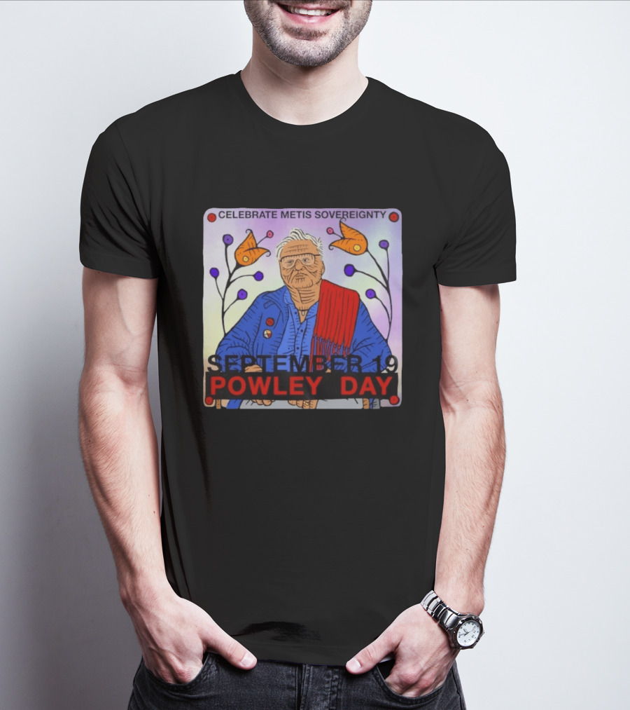 Celebrate Metis Sovereignty September 19 Powley Day With Elder Illustration And Floral Accents T-Shirt