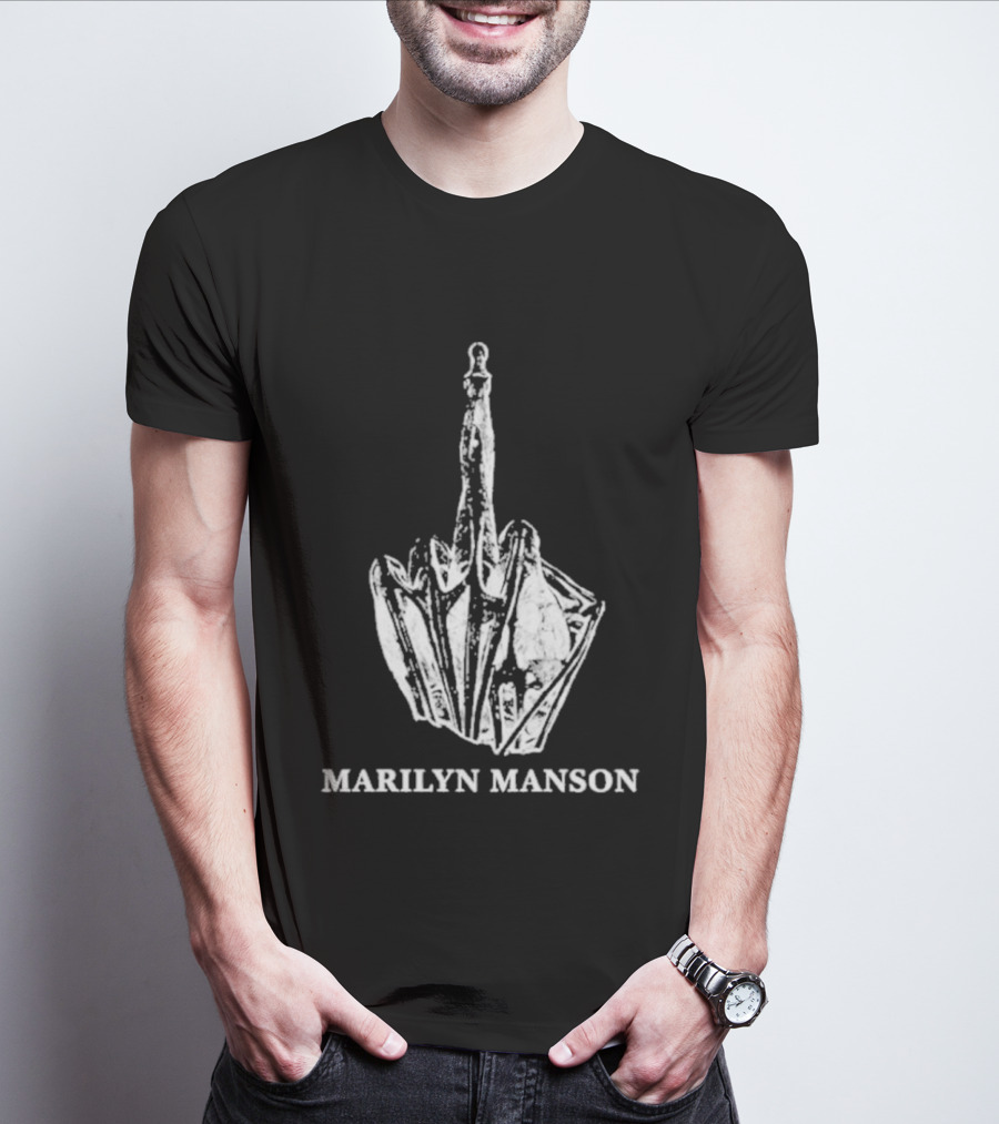 Marilyn Manson Middle Fingers Freaks On Tour 2026 With Rob Zombie T-Shirt