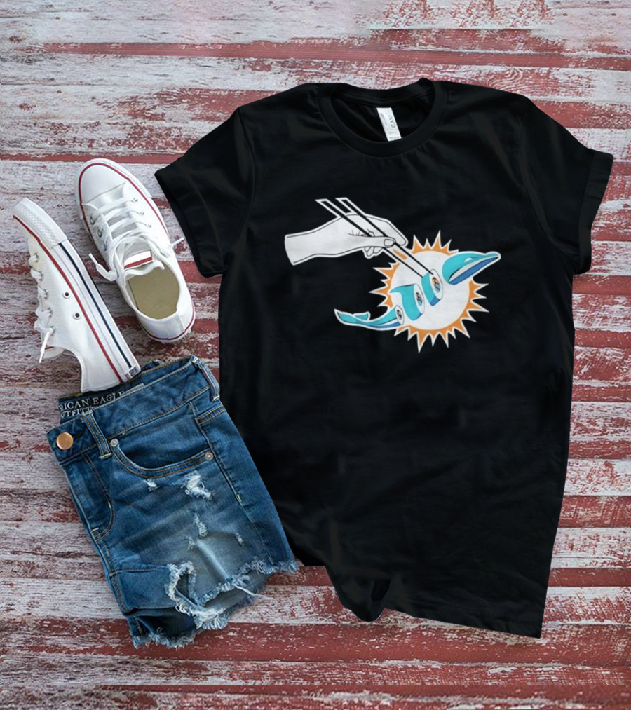 Miami Dolphins Sushi Roll Chopsticks T-Shirt