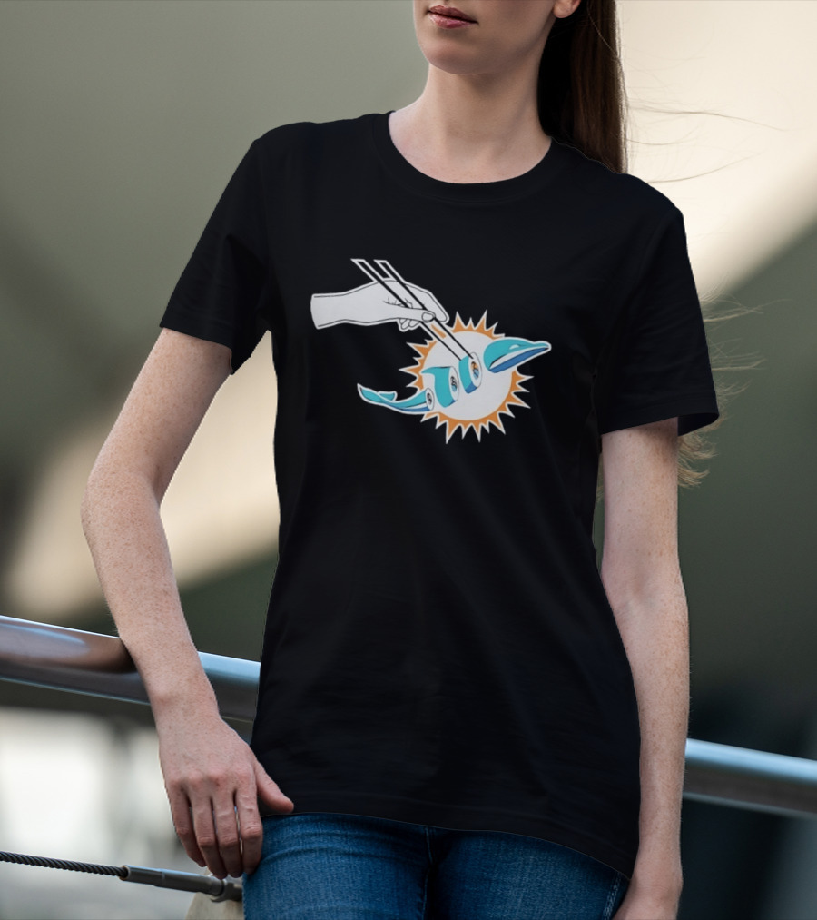 Miami Dolphins Sushi Roll Chopsticks T-Shirt