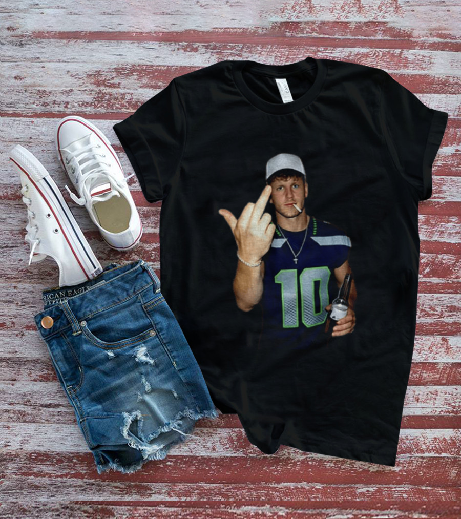 Seattle Seahawks Cooper Kupp Smoking Beer Gesture Iconic Football T-Shirt