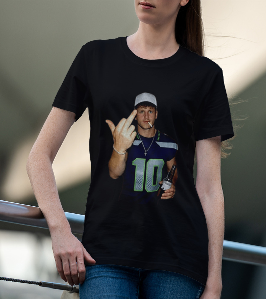 Seattle Seahawks Cooper Kupp Smoking Beer Gesture Iconic Football T-Shirt