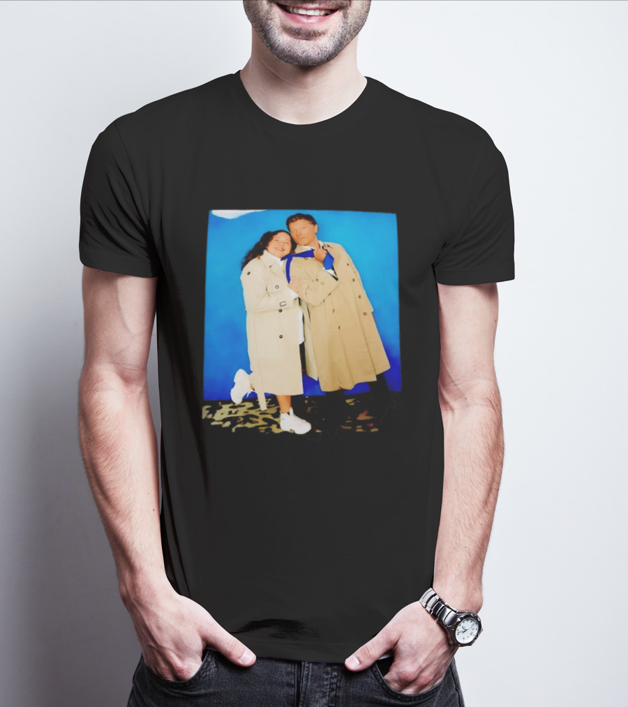 Misha Collins Castiel Supernatural Photo Trench Coat And Tie T-Shirt