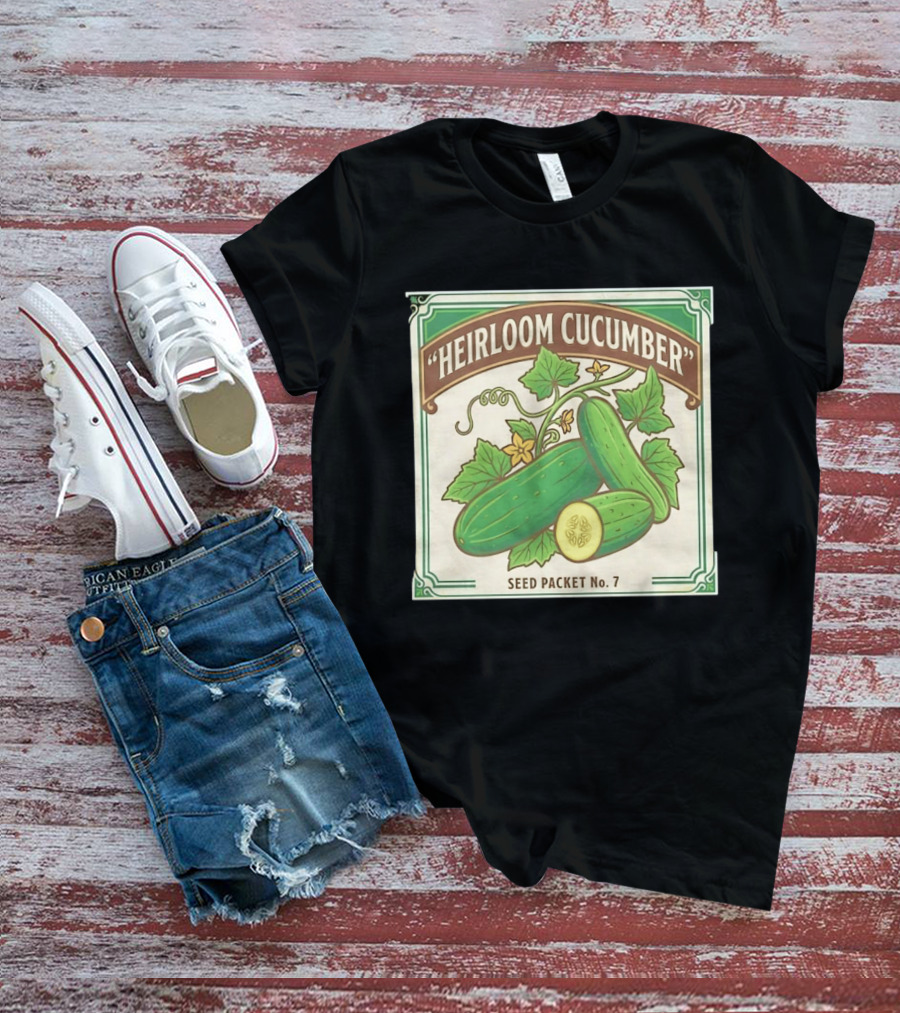 Heirloom Cucumber Seed Packet No 7 Vintage Gardening Iconic Green T-Shirt
