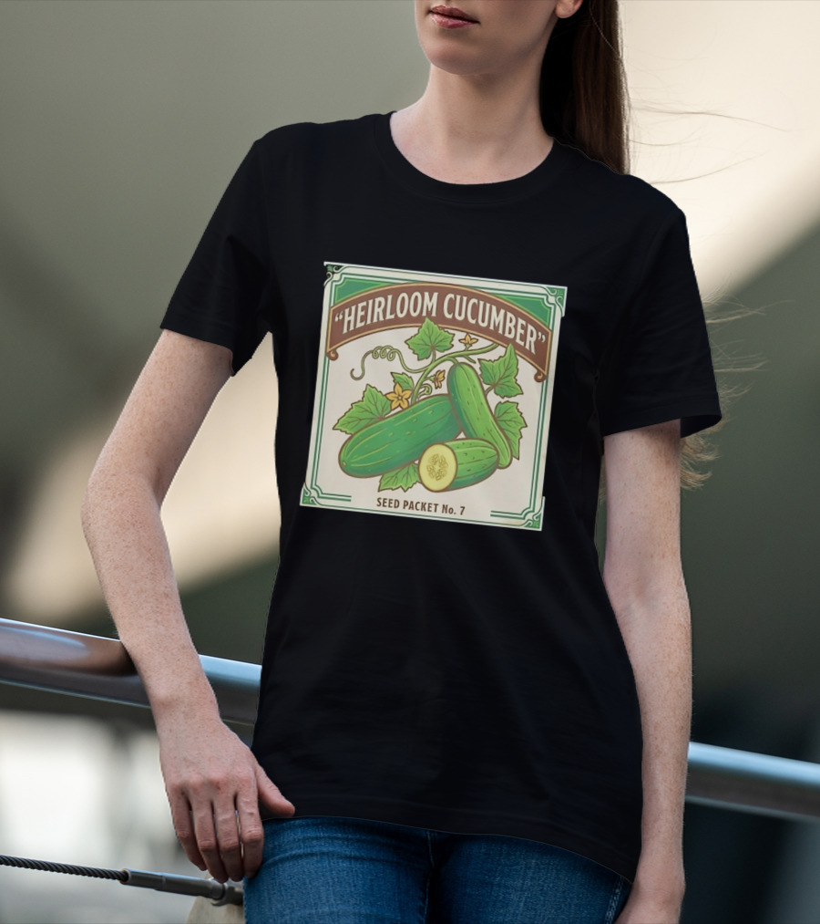 Heirloom Cucumber Seed Packet No 7 Vintage Gardening Iconic Green T-Shirt