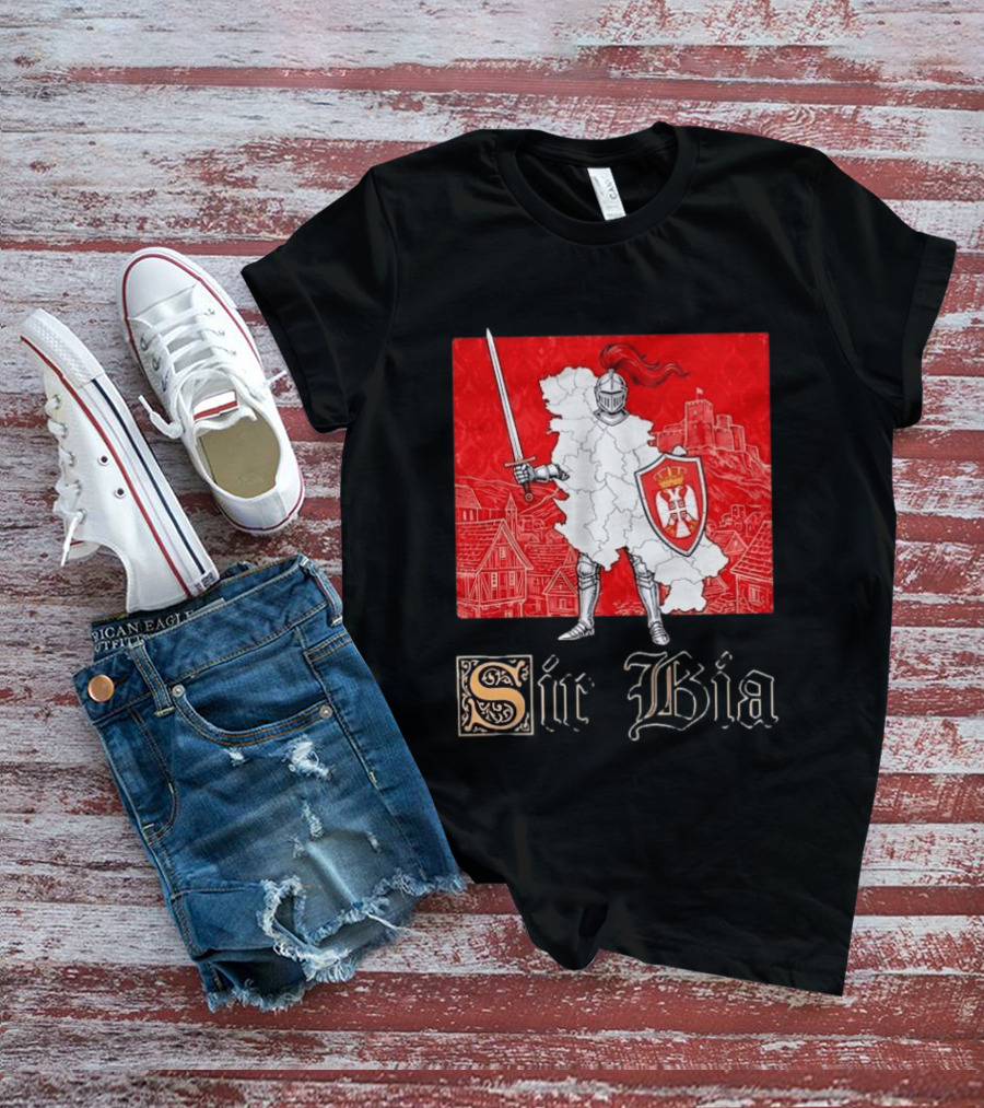 Sir Bia Knight Of Serbia Map Serbian Pride Shield Armor Heritage T-Shirt