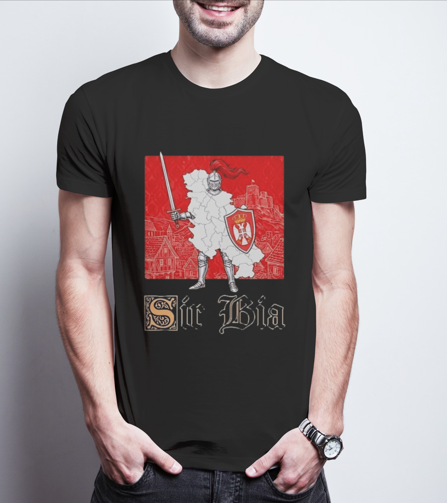 Sir Bia Knight Of Serbia Map Serbian Pride Shield Armor Heritage T-Shirt