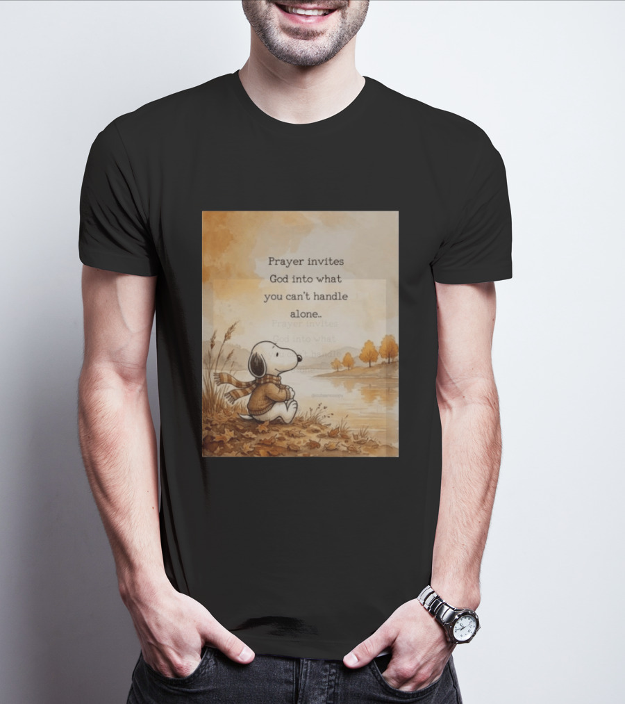 Snoopy Prayer Invites God Into What You Can't Handle Alone Autumn Scene T-Shirt