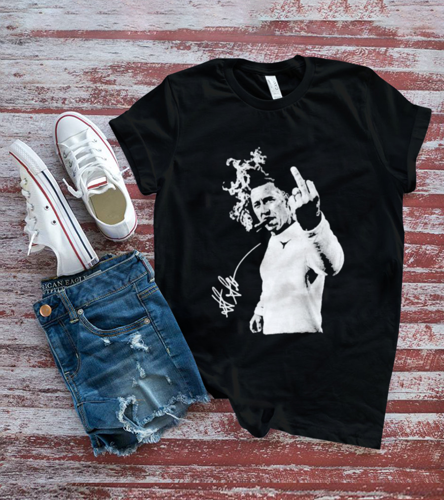 Steve Sarkisian Gesture Smoking Cigar Signature T-Shirt