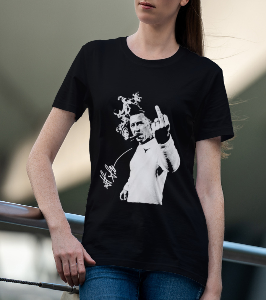 Steve Sarkisian Gesture Smoking Cigar Signature T-Shirt