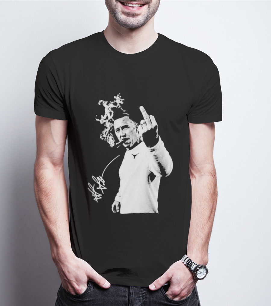 Steve Sarkisian Gesture Smoking Cigar Signature T-Shirt