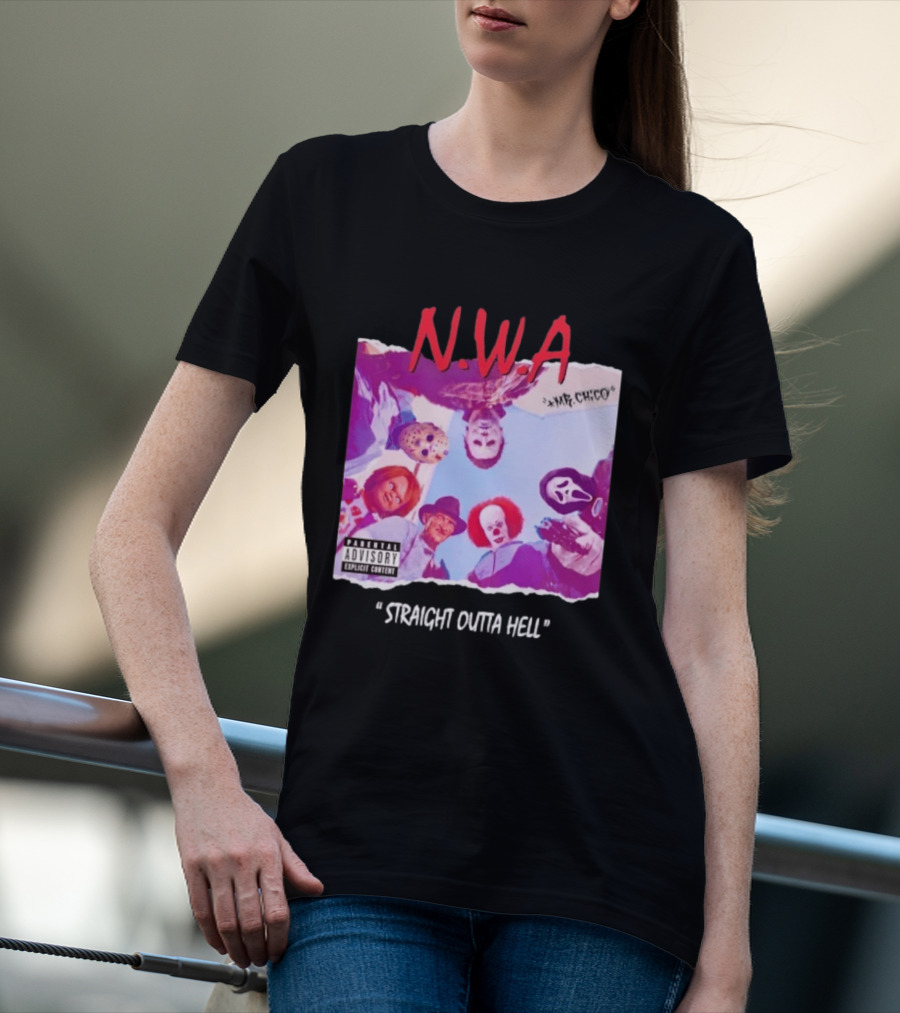 N.W.A Straight Outta Hell Horror Movie Character Mashup T-Shirt