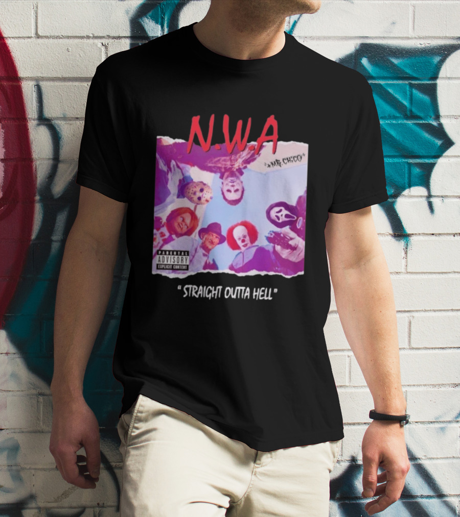 N.W.A Straight Outta Hell Horror Movie Character Mashup T-Shirt