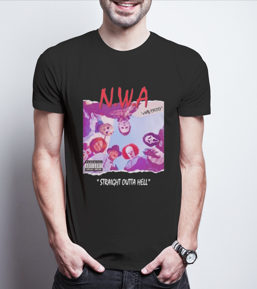 N.W.A Straight Outta Hell Horror Movie Character Mashup T-Shirt